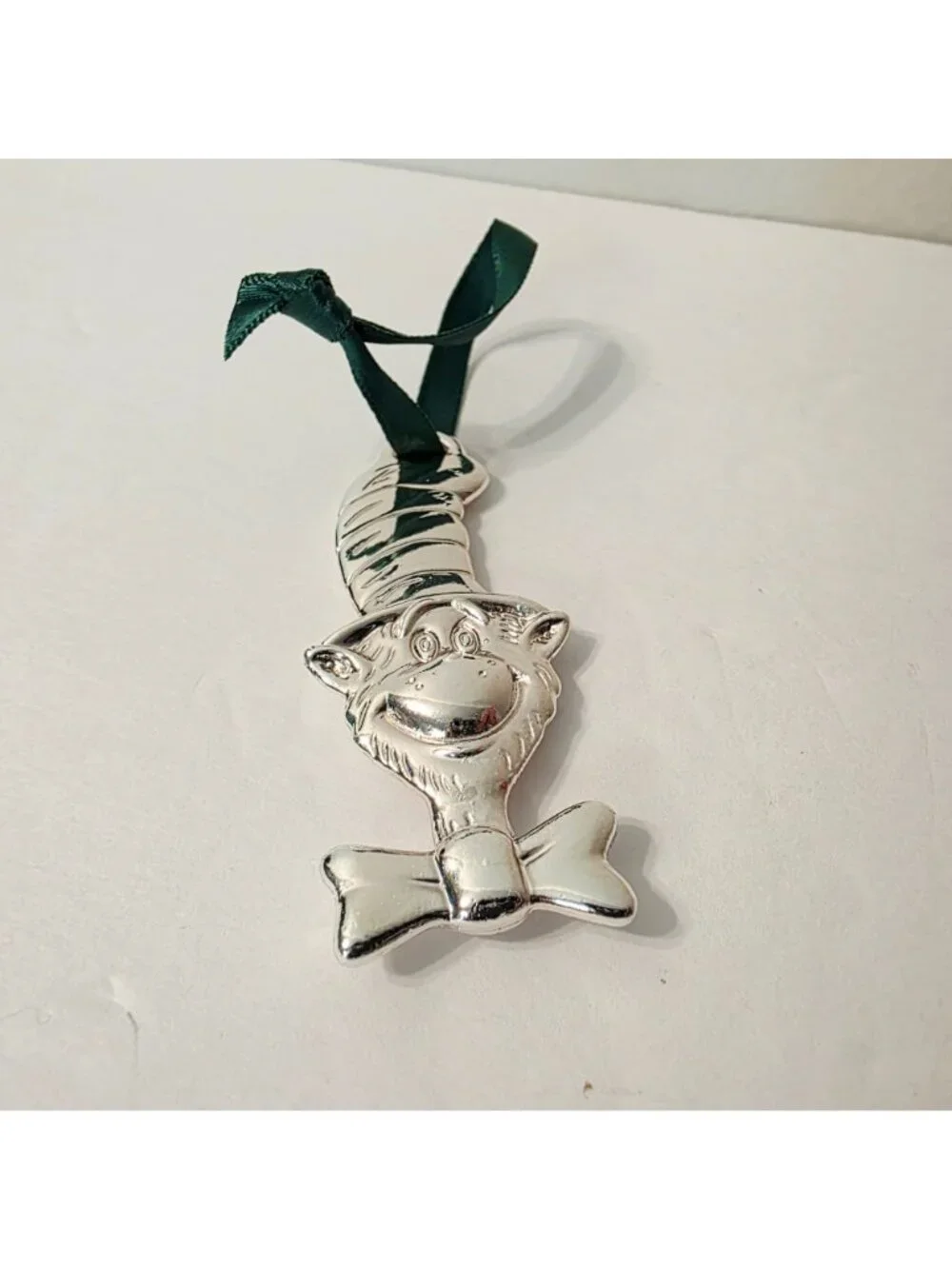 Vtg Dr. Suess Silver Plated Carr Cat in the Hat Holiday Christmas Ornament